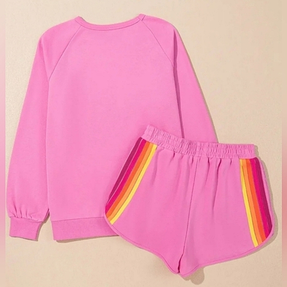 The Cozy Crew Set| Crew Sweater Neck+Short Set Pink Med,Large NWT$120 - Picture 12 of 13